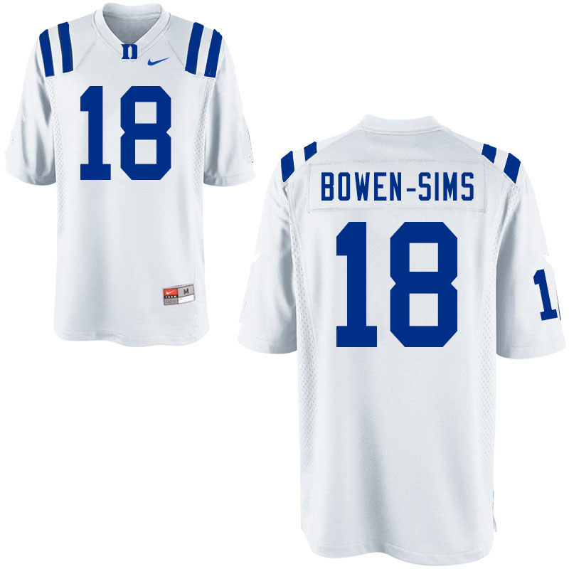 Men #18 Malik Bowen-Sims Duke Blue Devils College Football Jerseys Sale-White